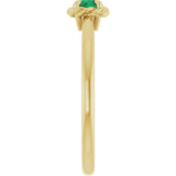 14K Gold Round Natural Emerald Claw-Prong Rope Solitaire Ring - Yellow Gold - view 9