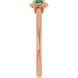 14K Gold Round Lab-Grown Emerald Claw-Prong Rope Solitaire Ring - Rose Gold - view 9