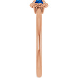 14K Gold Round Natural Blue Sapphire Claw-Prong Rope Solitaire Ring - Rose Gold - view 9