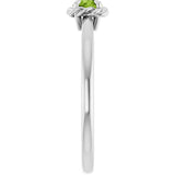 14K Gold Round Natural Peridot Claw-Prong Rope Solitaire Ring - White Gold - view 9