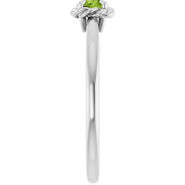 Platinum Round Natural Peridot Claw-Prong Rope Solitaire Ring - view 9