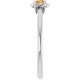 14K Gold Round Natural Citrine Claw-Prong Rope Solitaire Ring - White Gold - view 9