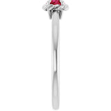 14K Gold Round Lab-Grown Ruby Claw-Prong Rope Solitaire Ring - White Gold - view 9