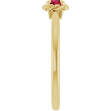 14K Gold Round Natural Ruby Claw-Prong Rope Solitaire Ring - Yellow Gold - view 9