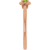14K Gold Round Natural Peridot Claw-Prong Rope Solitaire Ring - Rose Gold - view 9