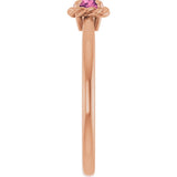 14K Gold Round Natural Pink Tourmaline Claw-Prong Rope Solitaire Ring - Rose Gold - view 9