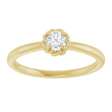 14K Gold Round Natural White Sapphire Claw-Prong Rope Solitaire Ring - Yellow Gold - view 8