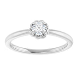 14K Gold Round Natural White Sapphire Claw-Prong Rope Solitaire Ring - White Gold - view 8