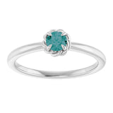14K Gold Round Lab-Grown Alexandrite Claw-Prong Rope Solitaire Ring - White Gold - view 8