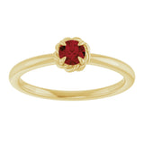 14K Gold Round Natural Mozambique Garnet Claw-Prong Rope Solitaire Ring - Yellow Gold - view 8