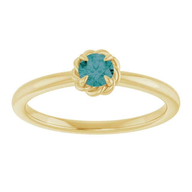 14K Gold Round Lab-Grown Alexandrite Claw-Prong Rope Solitaire Ring - Yellow Gold - view 8