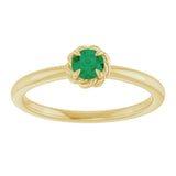 14K Gold Round Natural Emerald Claw-Prong Rope Solitaire Ring - Yellow Gold - view 8