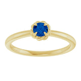 14K Gold Round Natural Blue Sapphire Claw-Prong Rope Solitaire Ring - Yellow Gold - view 8