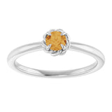 Platinum Round Natural Citrine Claw-Prong Rope Solitaire Ring - view 8