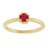 14K Gold Round Lab-Grown Ruby Claw-Prong Rope Solitaire Ring - Yellow Gold - view 8