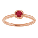 14K Gold Round Lab-Grown Ruby Claw-Prong Rope Solitaire Ring - Rose Gold - view 8