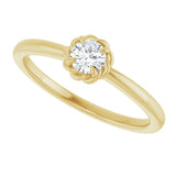 14K Gold Round Natural White Sapphire Claw-Prong Rope Solitaire Ring - Yellow Gold - view 10