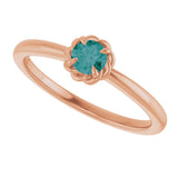 14K Gold Round Natural Alexandrite Claw-Prong Rope Solitaire Ring - Rose Gold - view 10
