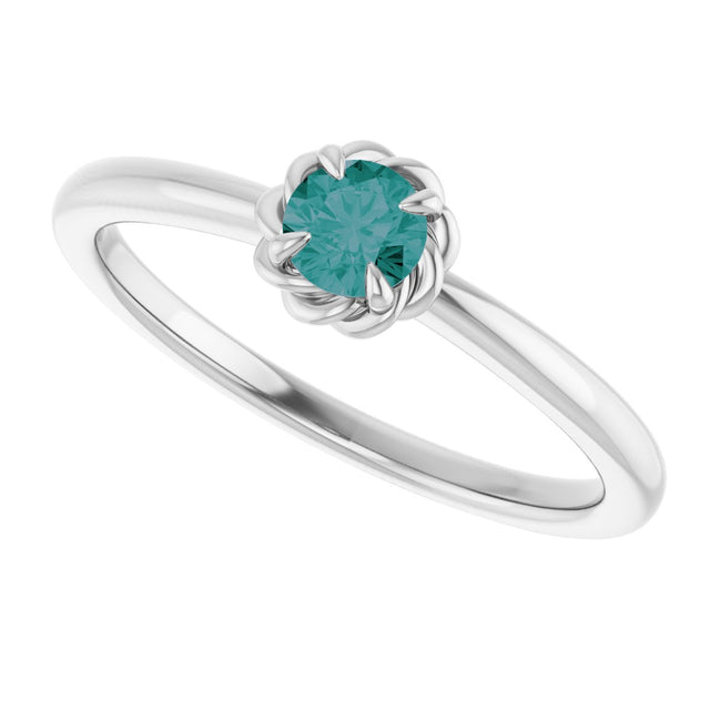 Platinum Round Lab-Grown Alexandrite Claw-Prong Rope Solitaire Ring - view 10
