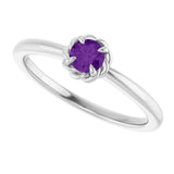 Platinum Round Natural Amethyst Claw-Prong Rope Solitaire Ring - view 10
