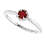 Platinum Round Natural Mozambique Garnet Claw-Prong Rope Solitaire Ring - view 10