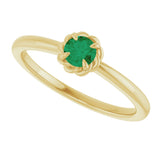 14K Gold Round Natural Emerald Claw-Prong Rope Solitaire Ring - Yellow Gold - view 10