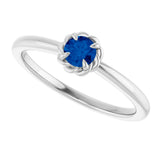 14K Gold Round Lab-Grown Blue Sapphire Claw-Prong Rope Solitaire Ring - White Gold - view 10