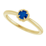 14K Gold Round Natural Blue Sapphire Claw-Prong Rope Solitaire Ring - Yellow Gold - view 10