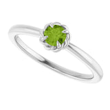 Platinum Round Natural Peridot Claw-Prong Rope Solitaire Ring - view 10