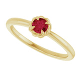 14K Gold Round Lab-Grown Ruby Claw-Prong Rope Solitaire Ring - Yellow Gold - view 10
