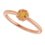14K Gold Round Natural Citrine Claw-Prong Rope Solitaire Ring - Rose Gold - view 10
