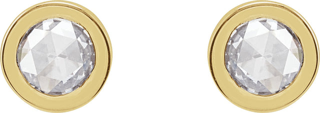 14K Gold Natural Diamond Round Bezel-Set Rose-Cut Stud Earrings - Yellow Gold - view 4