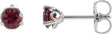 Platinum Natural Rhodolite Garnet Round 3-Prong Heart Stud Earrings
