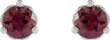 Platinum Natural Rhodolite Garnet Round 3-Prong Heart Stud Earrings - view 2
