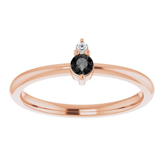 14K Gold Round Natural Black Onyx & Natural Diamond Accented Ring - Rose Gold - view 3