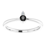 Platinum Round Natural Black Onyx & Natural Diamond Accented Ring - view 4