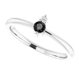 14K Gold Round Natural Black Onyx & Natural Diamond Accented Ring - White Gold - view 5