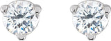 14K Gold Natural Diamond Round 3-Prong Stud Earrings - White Gold - view 6