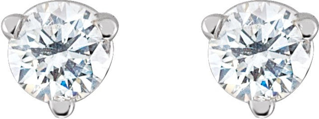 14K Gold Natural Diamond Round 3-Prong Stud Earrings - White Gold - view 6