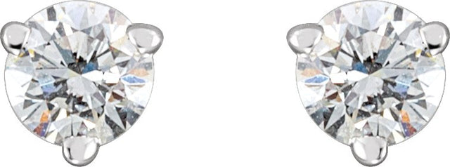 Platinum Natural Diamond Round 3-Prong Stud Earrings - view 6
