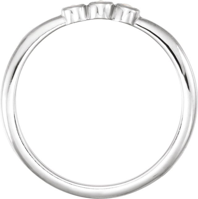 14K Gold Round Natural Diamond Rose-Cut Stackable Ring – 2mm Stones - White Gold - view 4