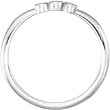 Platinum Round Natural Diamond Rose-Cut Stackable Ring – 2mm Stones - view 4