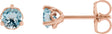 14K Gold Natural Sky Blue Topaz Round 3-Prong Heart Stud Earrings - Rose Gold