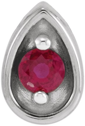 Platinum Round Natural Ruby Teardrop Necklace or Slide Pendant
