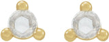 14K Gold Natural Diamond Round 3-Prong Rose-Cut Stud Earrings - Yellow Gold - view 4
