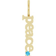 14K Gold Round Natural Aquamarine Peace Pendant - Yellow Gold