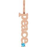 14K Gold Round Natural Aquamarine Peace Pendant - Rose Gold