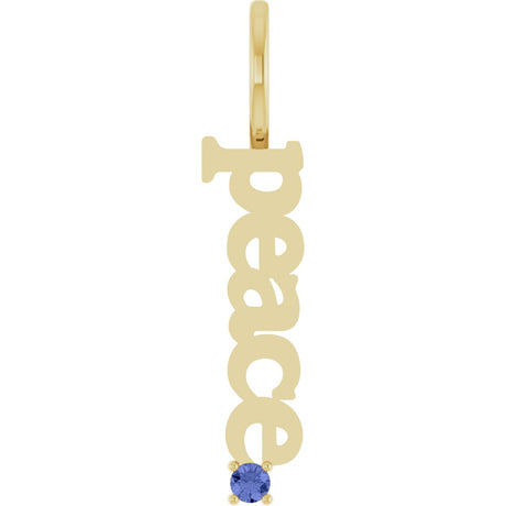 14K Gold Round Natural Tanzanite Peace Pendant - Yellow Gold