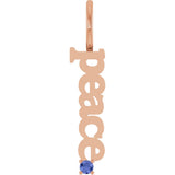 14K Gold Round Natural Tanzanite Peace Pendant - Rose Gold
