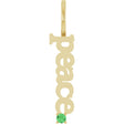 14K Gold Round Natural Tsavorite Garnet Peace Pendant - Yellow Gold
